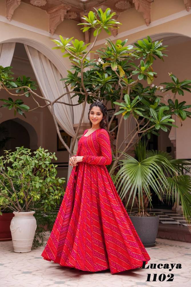 Lucaya Vol 11 Printed Shrug Style Indo Western Gown Catalog

